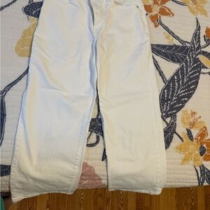 White Straight Leg Crop Jeans